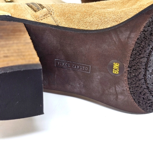 ♡♡ Vince Camuto Ankle Boots Gregger Suede Western Style Block Heel Zip Up - Picture 10 of 12